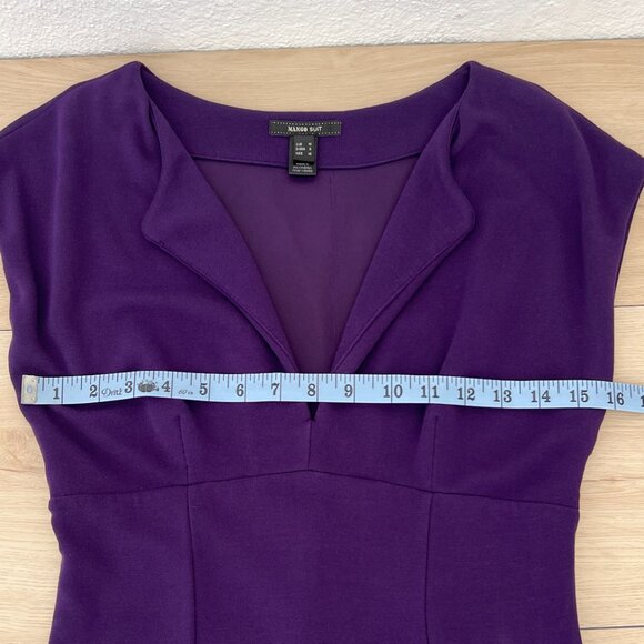 Mango Suit Purple Stretch Knit Sheath Midi Dress Size M Dark Romance/ Dark Siren - Picture 10 of 16